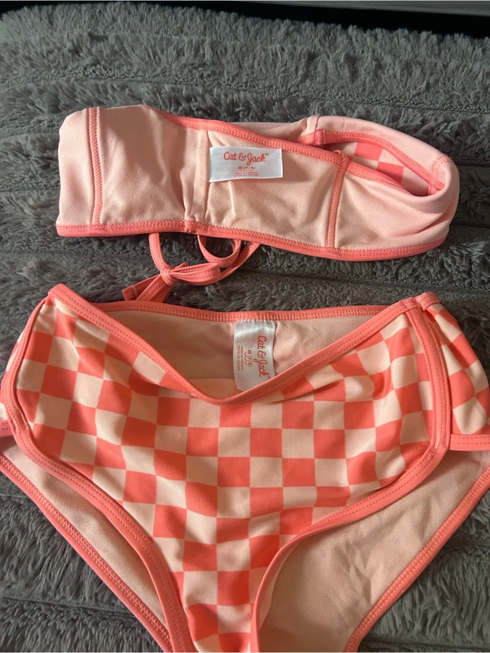 Pink cat and jack Checkered Two-Piece Bikini Set